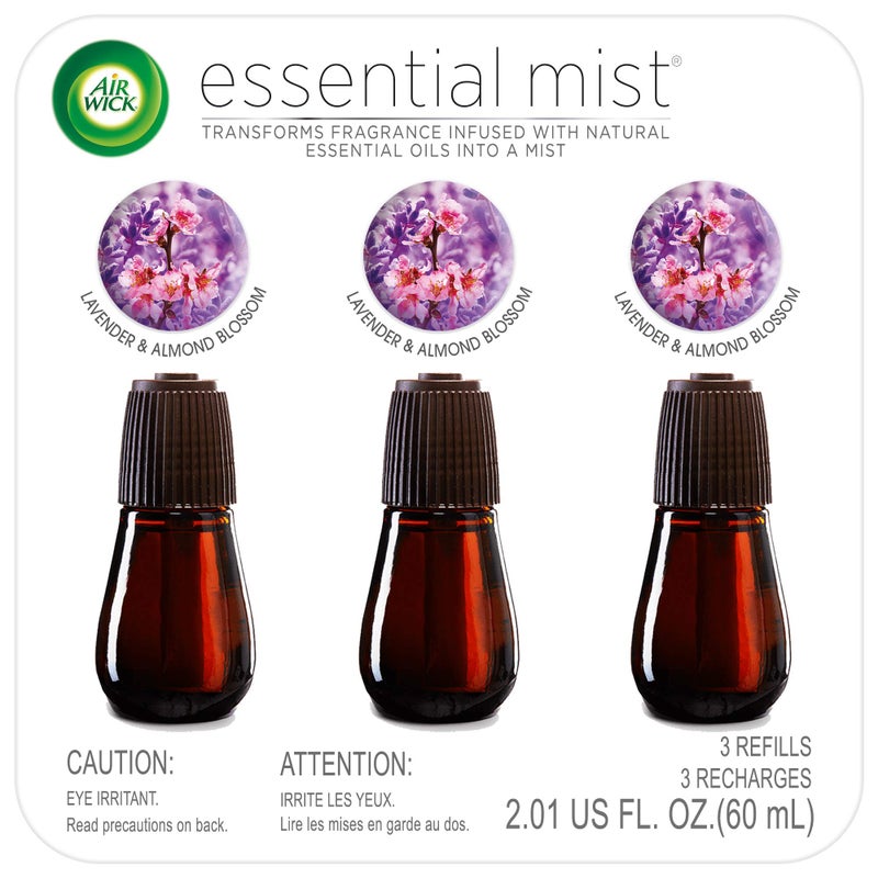 Air Wick Essential Mist, Essential Oil Diffuser Refill, Lavender & Almond Blossom, 3 Count, Air Freshener - Image 1